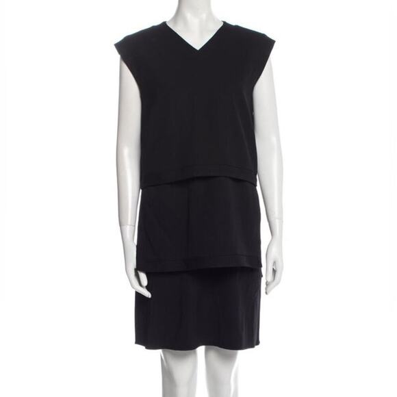 HELMUT LANG Wool Blend Layered Dress in Black - Size 8 - Picture 1 of 14